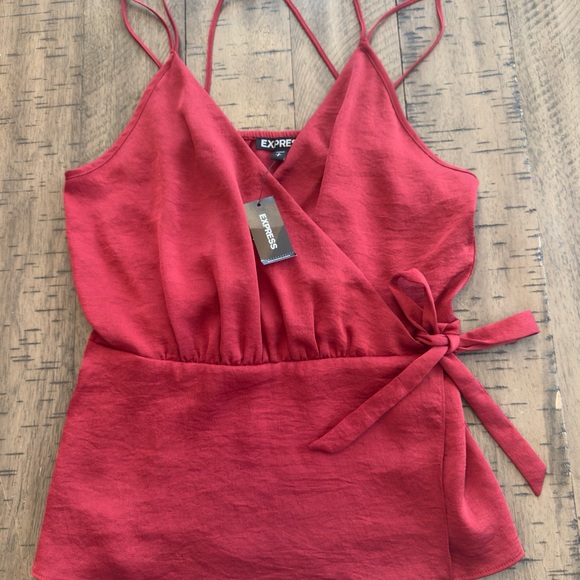 Express Red Wrap Camisole Top - Picture 3 of 10